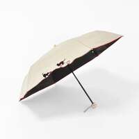 BLACK COATING UV PARASOL mini 毛線貓咪刺繡 晴雨兼用 折疊傘｜晴雨兼用 毛糸と猫のスカラップ刺繍ミニ傘