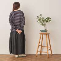 柔軟純棉平針橫條紋袖口雲朵刺繡針織上衣 衣長61cm cloudnine｜天竺ボーダー雲刺繍入りカットソー