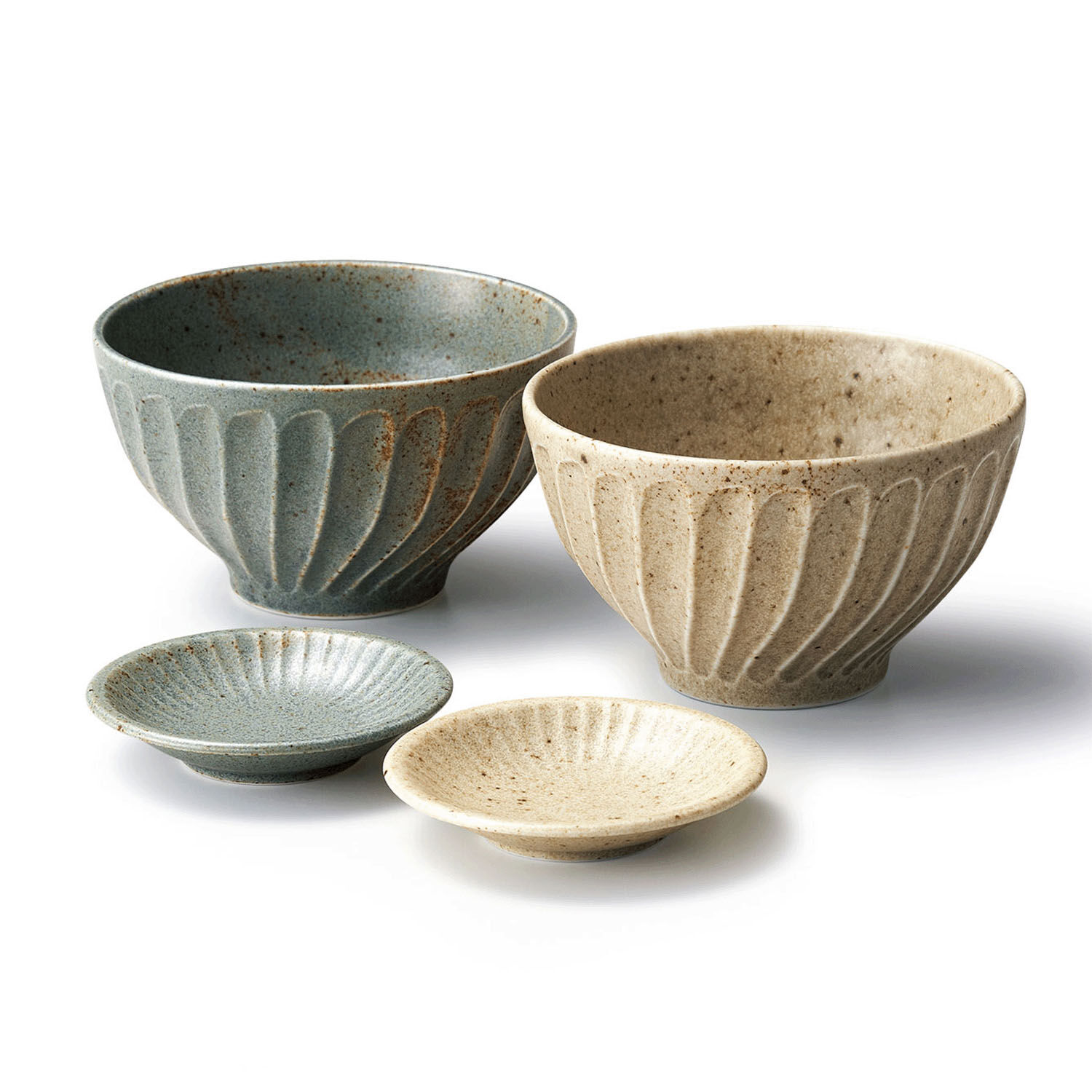 美濃燒削邊紋丼飯碗+小碟 對碗組 570ml 可微波|グラッテ ペアボウル