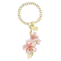 櫻花造型水晶玻璃包包吊飾 和風金屬鍊條配件｜バッグチャーム 桜