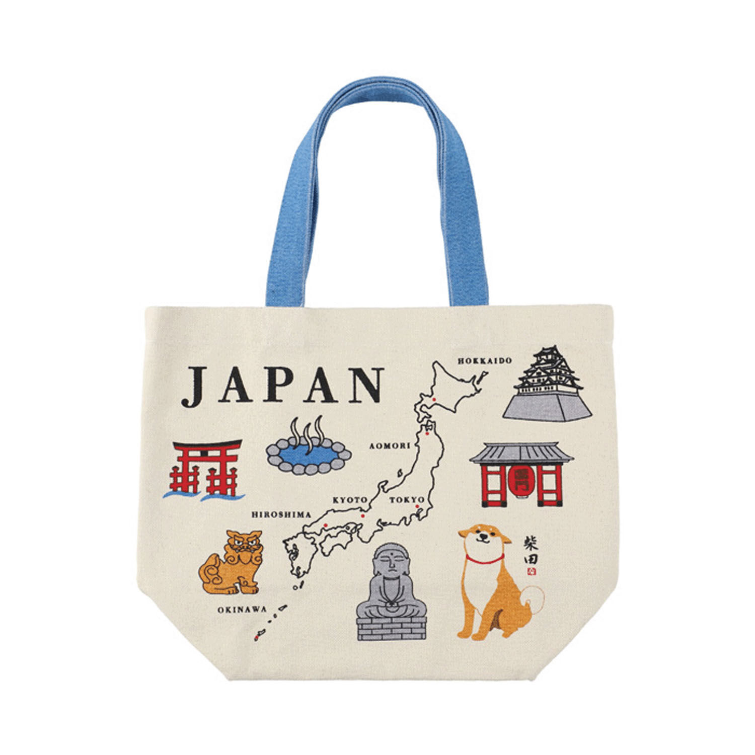 しばたさん 柴犬托特包 M 日本地圖款 25×33cm 棉質|トートバッグM にほんちずしばた