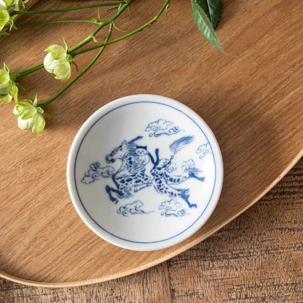 SHICHITA 鳥獸戲畫貓咪小皿 10公分 美濃燒 日本製|鳥獣戯画・猫 小皿 10公分