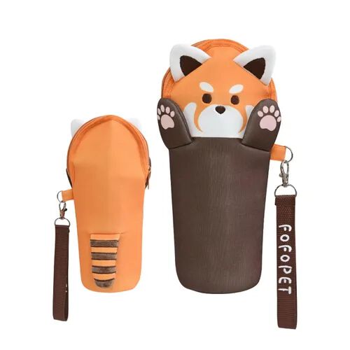 小熊貓立體造型保冷寶特瓶袋 附可拆肩背帶動物飲料提袋|ペットボトルポーチ レッサーパンダ