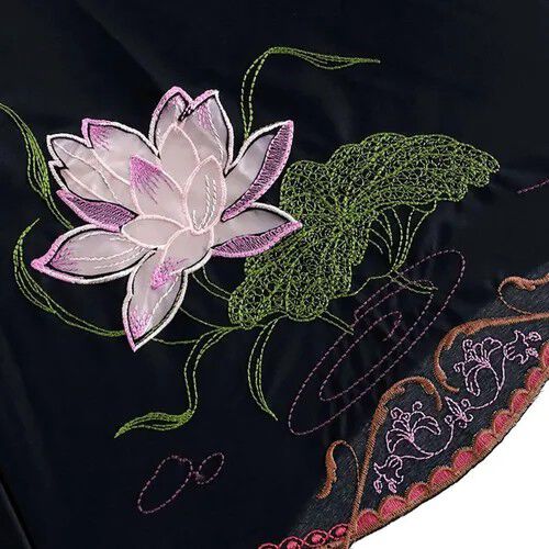 蓮花刺繡 遮光100% 晴雨兼用 長傘 50cm