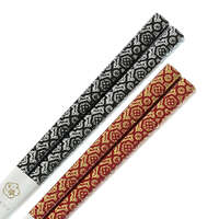日本製室町金銀夫妻對筷 黑紅金彩 細身 可洗碗機 黑盒裝 23cm｜ペア箸 食洗 室町金銀