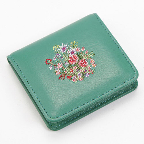 夢詩集 野花刺繡 盒型開放式零錢包 掌心尺寸 日本製 4色｜【日本製】夢詩集 オープン小銭入