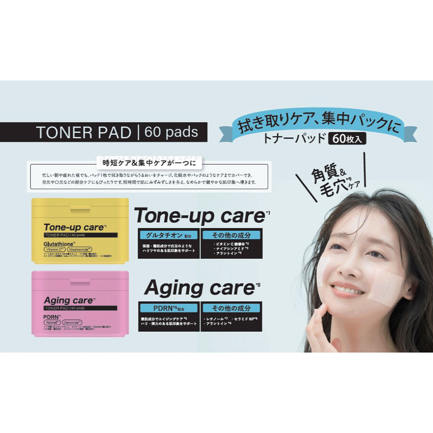 化妝水棉片2入組 穀胱甘肽+PDRN 各60片|グルタチオン&PDRN トナーパッドセット