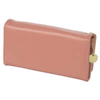 素面掀蓋長夾 雙拉鍊零錢袋 附吊飾 黑/粉/綠｜スムースかぶせ長財布
