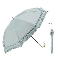 雙荷葉邊 UPF50+ 晴雨兼用 長傘 55cm｜晴雨兼用 ダブリフリル長傘
