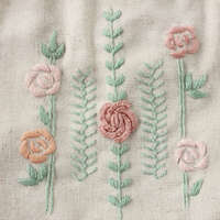 手刺繡方形收納包 16×16cm 麻 7款圖案【Zenma】｜Vyポーチ