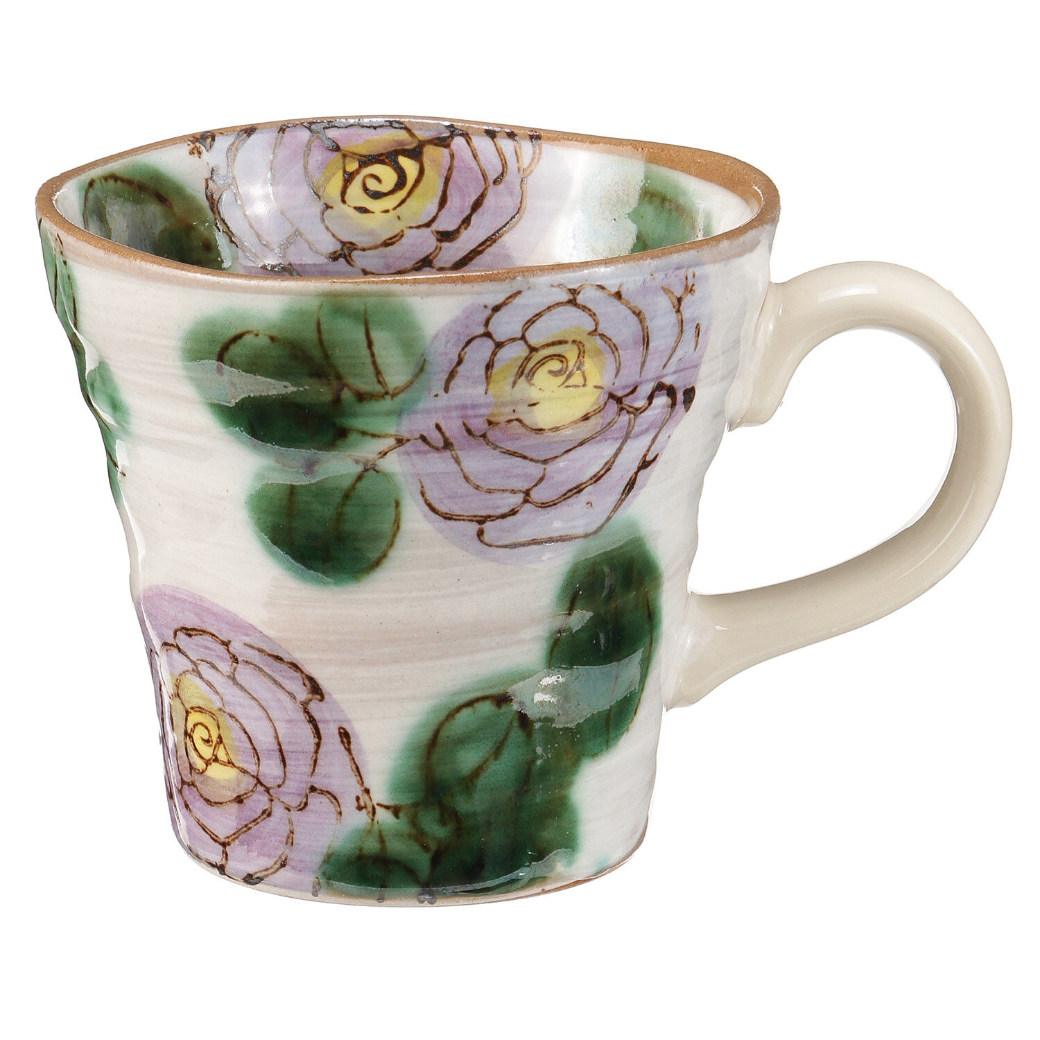 美濃燒滿版玫瑰馬克杯 紫色 和風熱賣款 華麗花卉 陶器 日本製|ばら マグカップ 紫