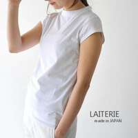 【LAITERIE】USE天竺法式袖中領T恤 日本製 ｜LAITERIE USE天竺 フレンチミドルネックTシャツ