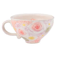 瀨戶燒手繪花卉咖啡杯盤組 彩色玫瑰 杯10cm碟16cm｜色彩ばら珈琲碗皿