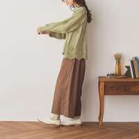 60支薄棉細布3D立體花卉刺繡扇貝下擺襯衫 衣長63cm cloudnine｜60キャンブリック3D花柄刺繍入り 裾スカラップブラウス