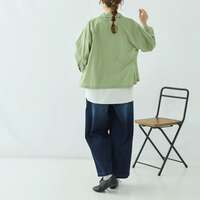 細褶感80支純棉巴里紗八分袖外套式襯衫 胸圍118cm cloudnine｜細かなシワ入り 80綿ボイル無地8分袖 ジャケット風シャツブラウス