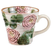 美濃燒滿版玫瑰馬克杯 粉紅色 和風熱賣款 華麗花卉 陶器 日本製｜ばら マグカップ ピンク