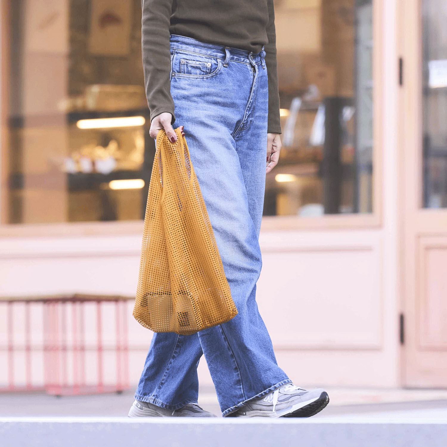 方格網眼購物袋 S H30×W28cm 側寬19cm【OMCC】｜OMCC SHOPPING BAG SQUARE MESH Sサイズ