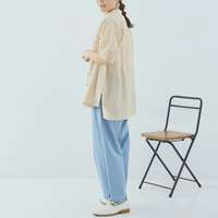 印度棉六十支薄棉細布鏤空刺繡前開襟長版上衣 胸圍128cm cloudnine｜60キャンブリックシフリー刺繍入り前開きチュニック