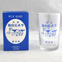 【星羊社】貓印牛奶 附盒復古玻璃杯 藍 180ml｜猫印ミルク 箱入りグラス 青