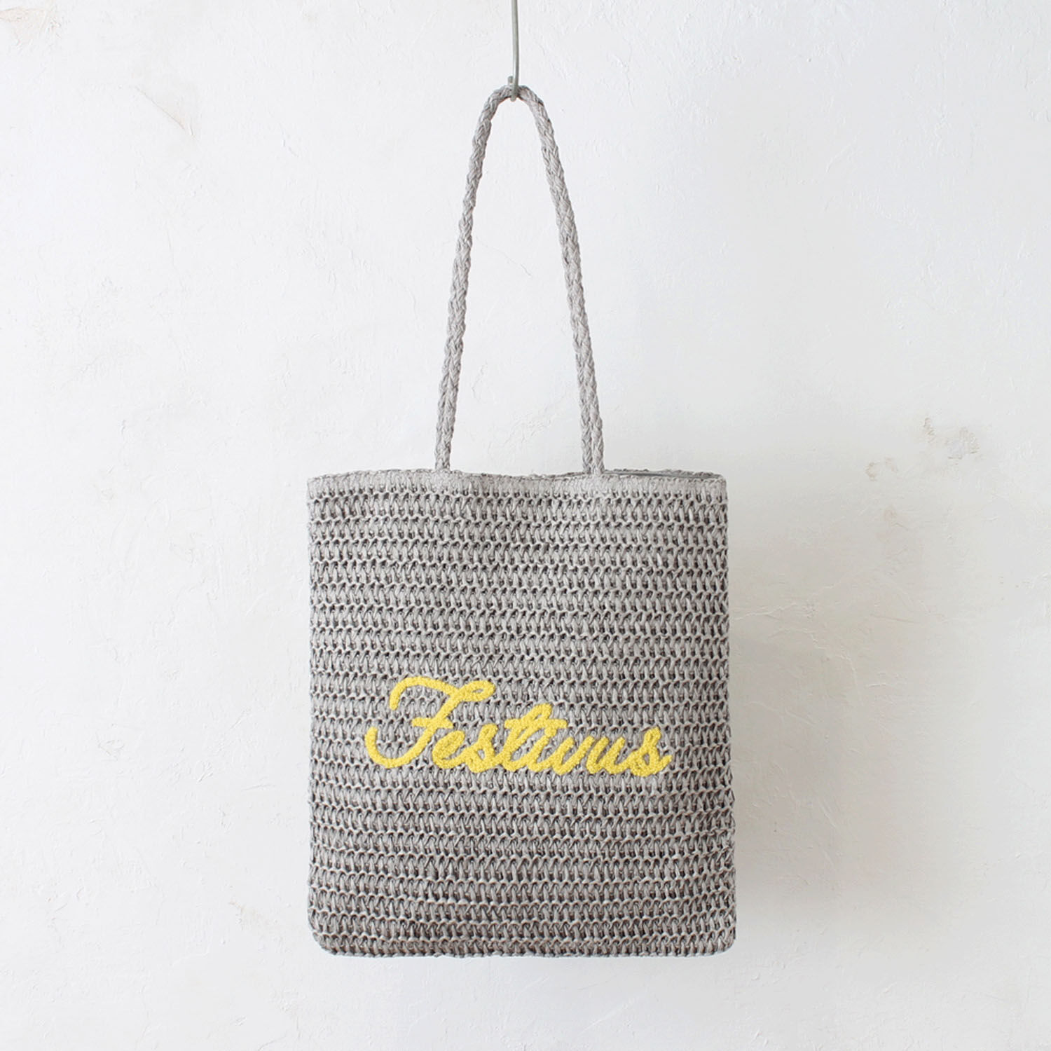 天鵝絨刺繡混合材料扁平托特包｜日系包款・日本直送