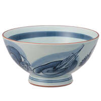 波佐見燒 龍紋特大飯碗 直徑14cm 手繪濃染 輕巧瓷器 日本製｜龍絵 特大飯碗