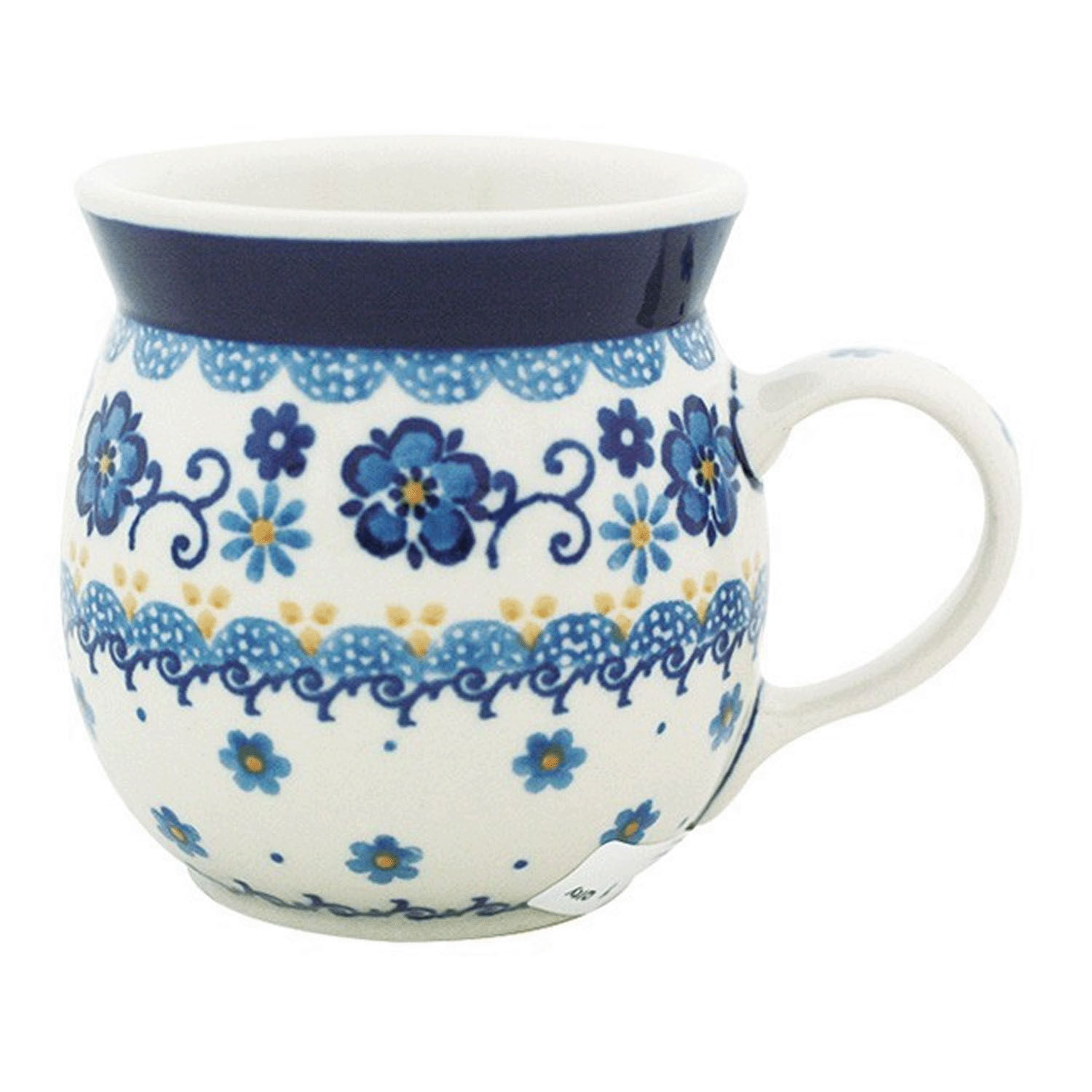 Ceramika Artystyczna 波蘭陶手工壺形馬克杯 藍花蕾絲紋 250ml|マグカップ2066