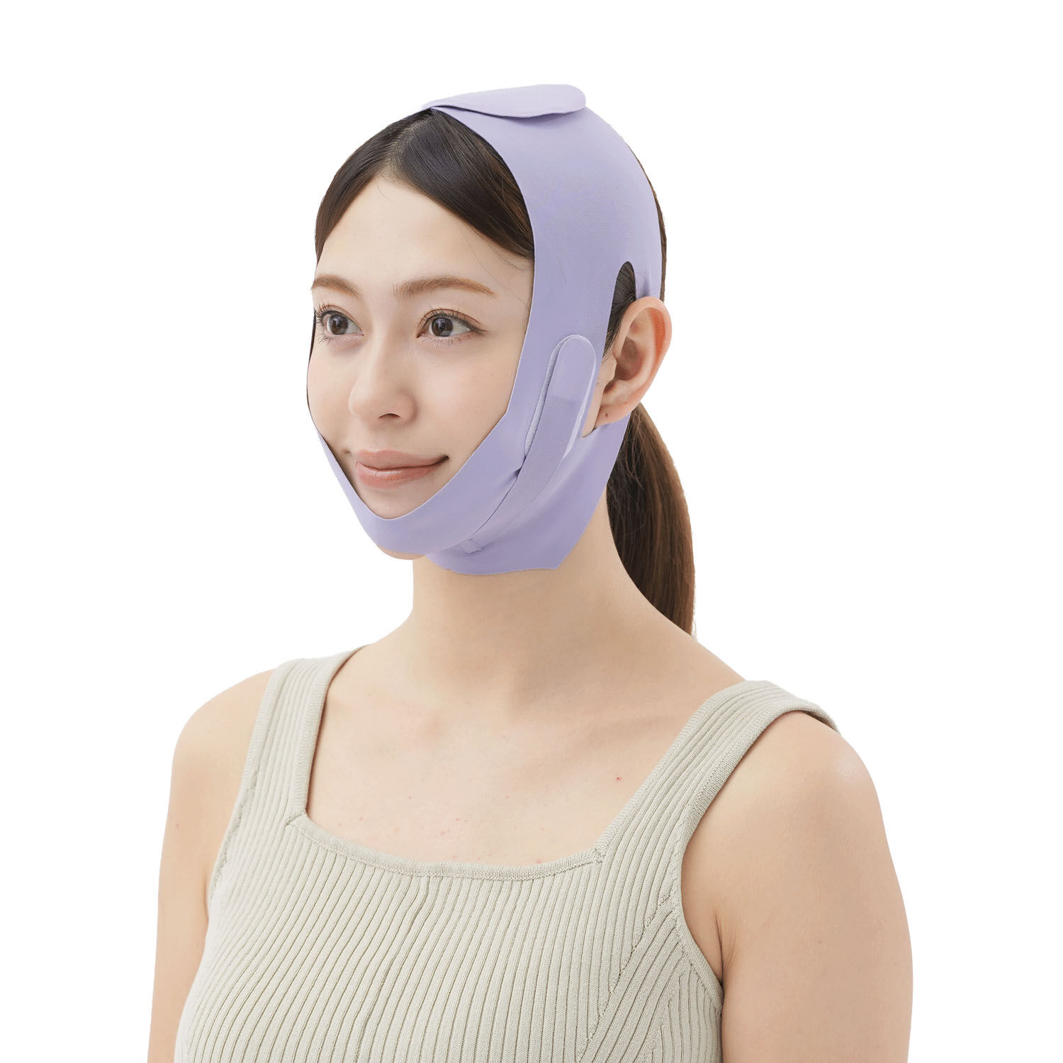 K-BEAUTY 臉部包覆彈性帶 羽形矽膠內襯 細長版｜K－BEAUTY小顔ベルト（スタイリッシュ）