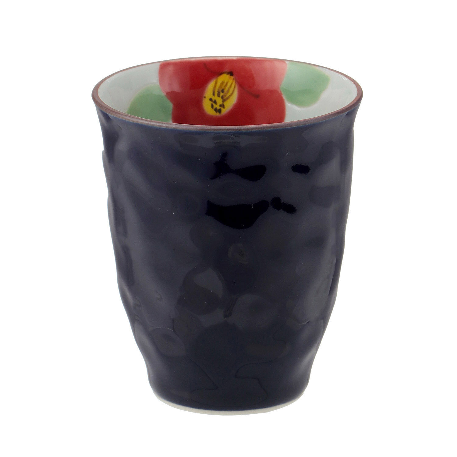波佐見燒 釉彩山茶花飯碗湯杯 內側手繪 藍紅兩款 日本製｜釉彩椿 飯碗湯呑