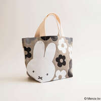 Miffy 米飛兔 大花朵迷你托特包 午餐袋 側寬12cm 灰｜ミッフィー MIFFY BIG FLOWER ミニトートバッグ グレー