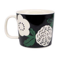 kippis 北歐花冠圖案陶器馬克杯 Kukkaseppele 黑色／米色 270ml｜kippis クッカセッペリ マグカップ