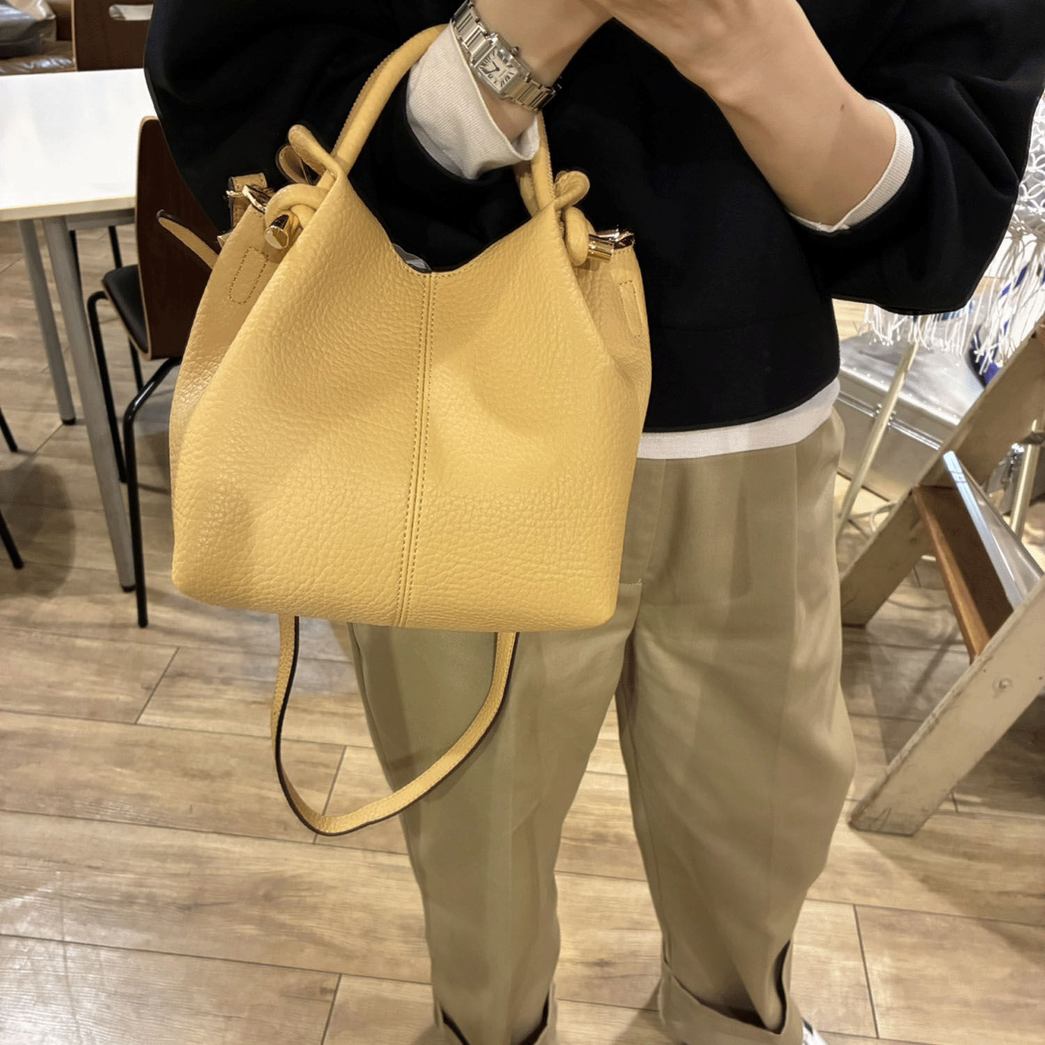 打結提把 合成皮托特包 2WAY斜背 7色【cachecache】｜cachecache ノットハンドルシボPUトート