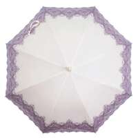 蕾絲花刺繡 遮光100% 晴雨兼用 長傘 50cm｜完全遮光 （晴雨兼用）女優日傘 「ダマスクオーガンジー刺繍かわず張り」