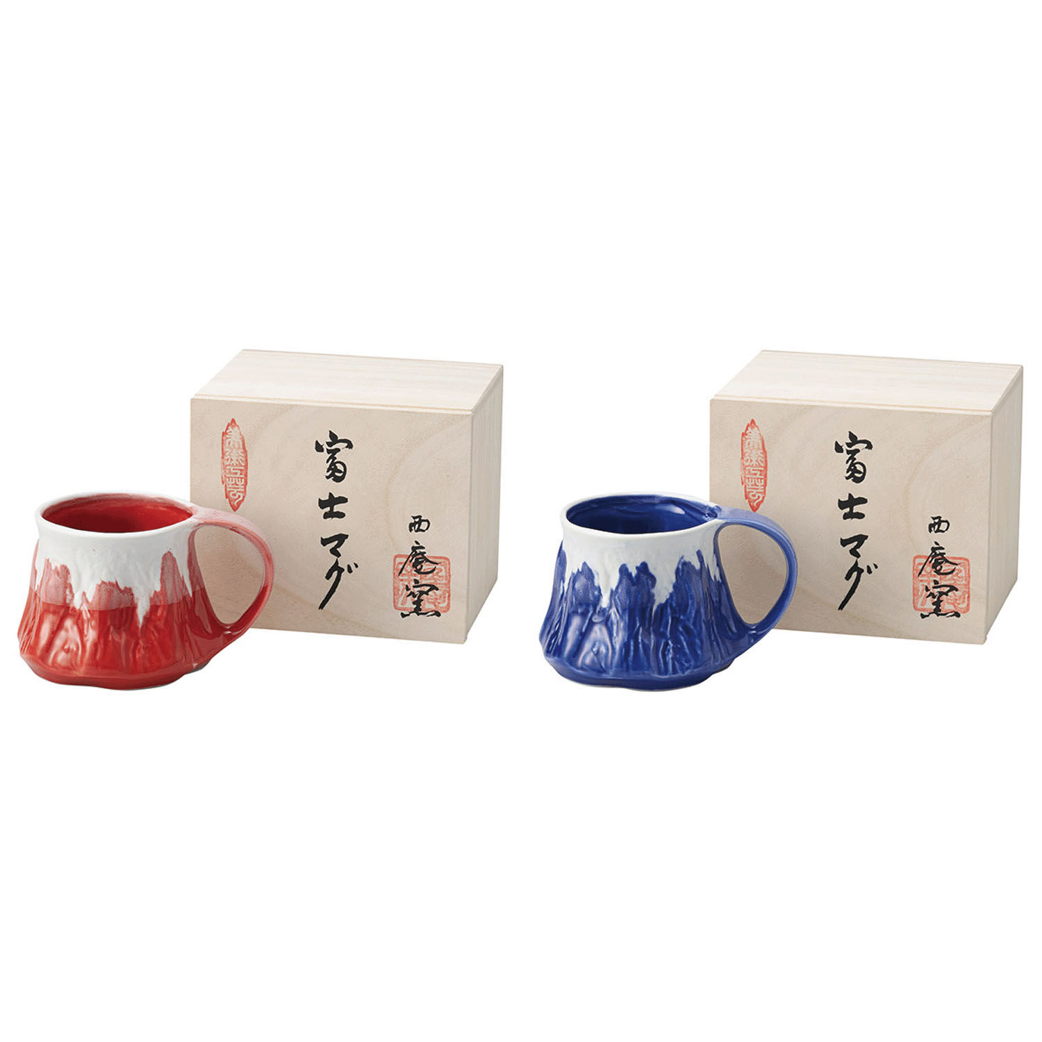 日本製美濃燒富士山瓷器馬克杯 杯底櫻花造型 木盒裝 250cc｜富士山マグ小