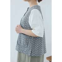 先染棉布拼接花卉滿版刺繡前開扣背心 胸圍112cm cloudnine｜先染コットン布帛柄アソート花柄総刺繍入り前ボタンあきベスト