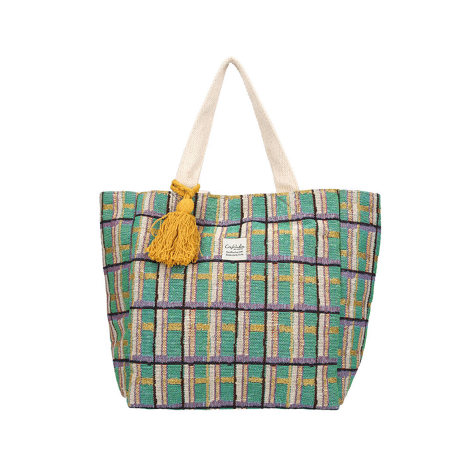 Craft India 緹花織流蘇手提包 M 24×24cm 8款｜CraftIndia バッグM