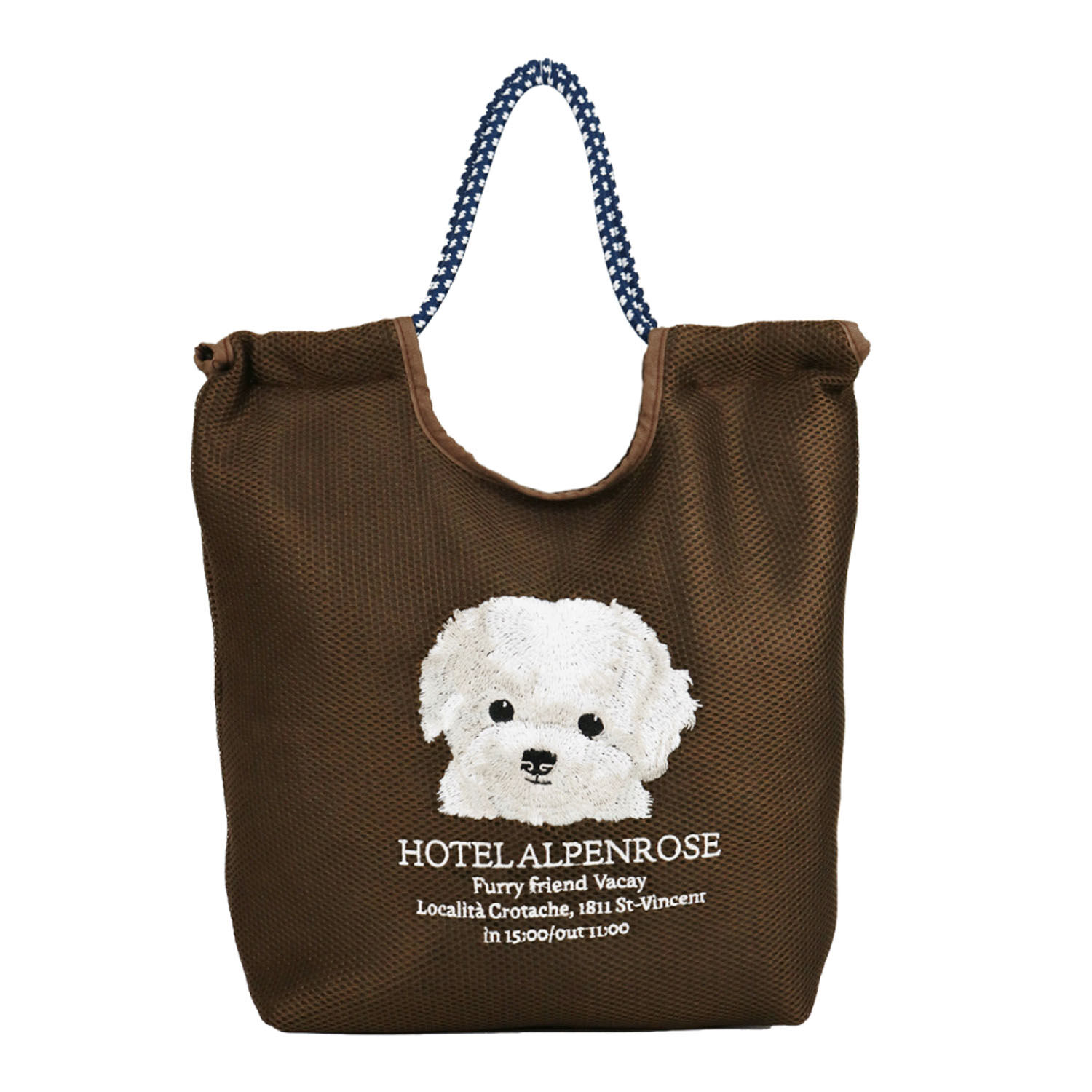 動物刺繡網眼托特包 傘繩提把可肩背 A4可放 6款｜アニマル刺繍メッシュトートバッグ