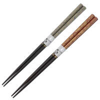 日本製沉穩色柄夫妻對筷 八角連華 天然木 可洗碗機 23cm｜ペア箸 八角連華