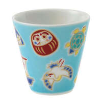 九谷燒豬口杯 招福吉祥物圖案 小酒杯 小菜杯 直徑5.5cm｜【九谷焼】縁起ちょこえんぎもの