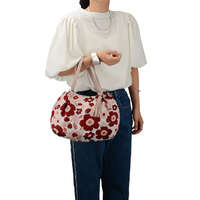 北歐花卉緹花 氣球型包 可拆流蘇 磁扣 4色｜北欧花柄バルーン型バッグ