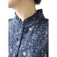 嫘縈混棉多臂織條紋花卉蝙蝠七分袖襯衫 胸圍188cm cloudnine｜レーヨン／綿 ドビーストライプ花柄ドルマン7分袖 ブラウス