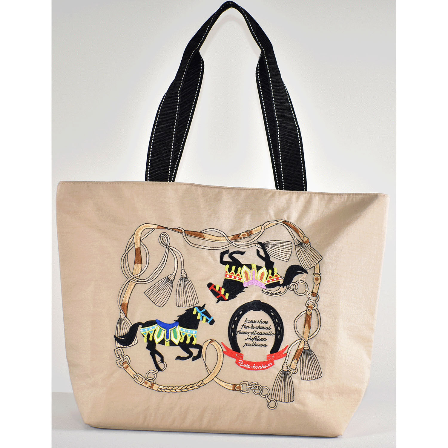 馬匹刺繡 大容量保冷托特包 2L寶特瓶×7 附瓶罐袋｜馬刺繍保冷トートバッグ大