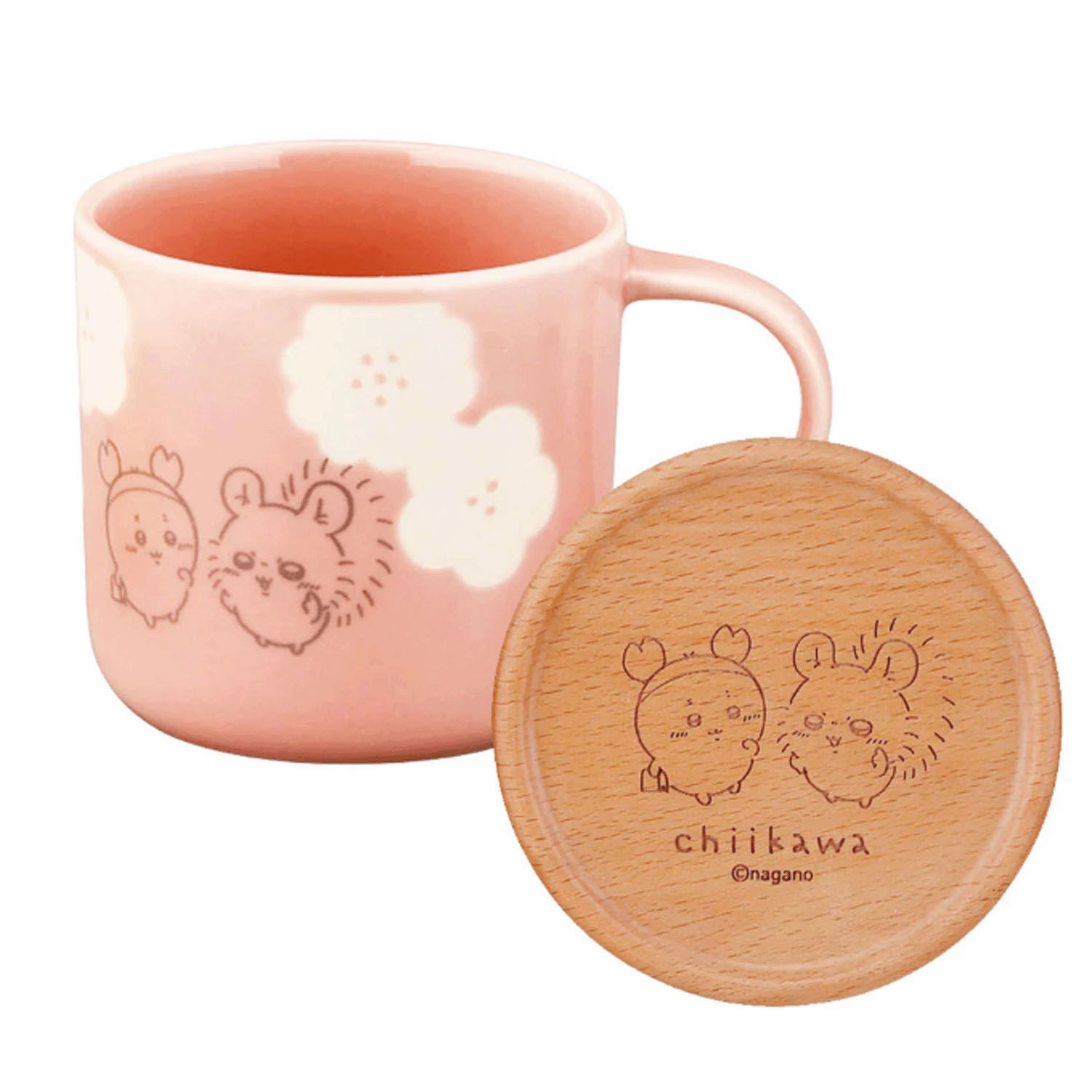 Chiikawa 吉伊卡哇 花開馬克杯 附天然木杯墊 350ml 三色｜ちいかわ ハッピーブロッサム コースター付きマグ