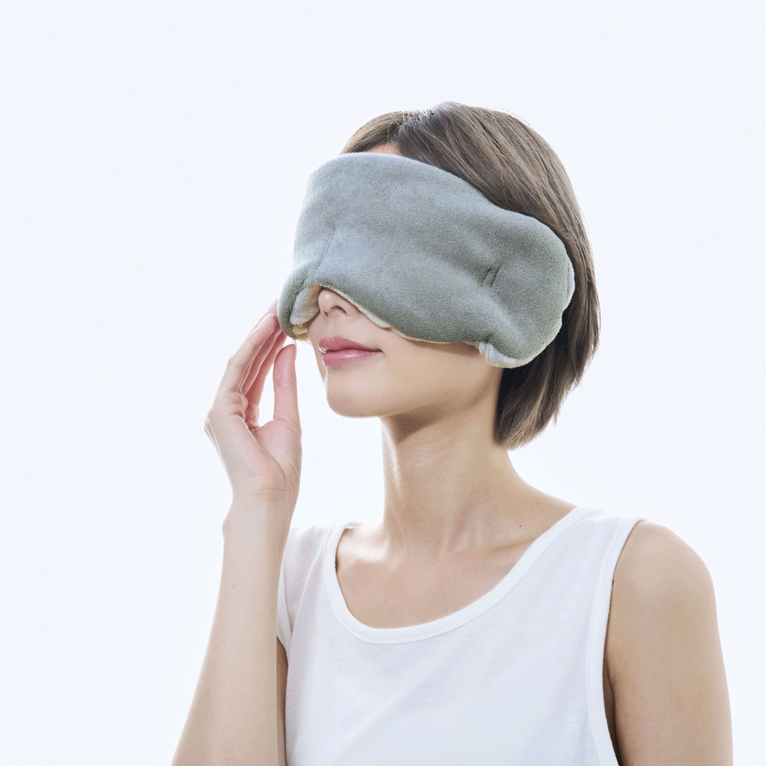 Soi Therm 布面眼罩 包覆到耳朵 棉混紡表布 灰色｜Soi Therm 耳ぽかアイマスク グレー