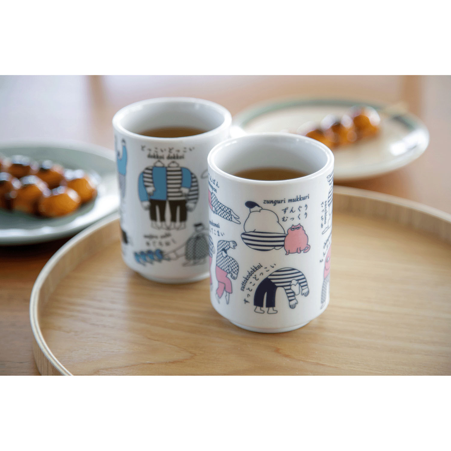 美濃燒 可愛日文詞彙壽司茶杯 270ml 粉紅水藍兩色 日本製｜なんかかわいい日本語 寿司湯呑み