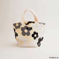 Miffy 米飛兔 大花朵迷你托特包 午餐袋 側寬12cm 象牙白｜ミッフィー MIFFY BIG FLOWER ミニトートバッグ アイボリー