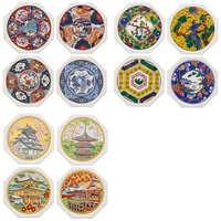 八角形陶瓷杯墊4入組 和風圖案 軟木止滑底 日本製｜八角コースタ4枚セット