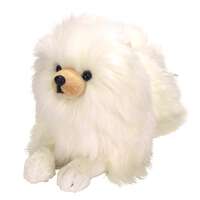 ひざわんこ 博美犬絨毛玩偶 22×18×40cm 奶油色｜ひざわんこ ポメラニアン（クリーム）