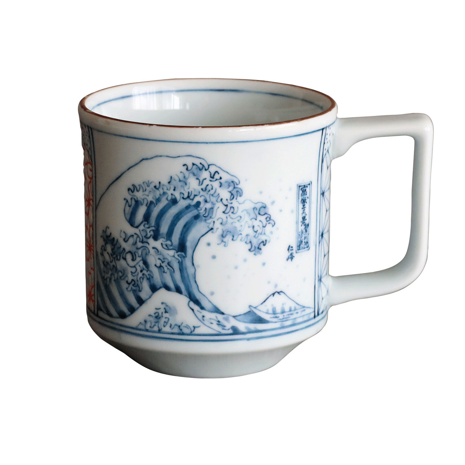 美濃燒染付北齋波富士馬克杯 12oz 大容量400cc|染付マグカップ波富士12オンス