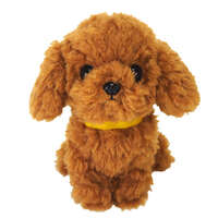パプス 玩具貴賓犬玩偶 S 15×13×12cm 棕色 天鵝絨頸圈｜NEWパプス トイプードルS ブラウン