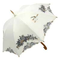 刺繡圖案 遮光100% 晴雨兼用 長傘 50cm｜完全遮光 （晴雨兼用）女優日傘 「花鳥オーガンジー刺繍かわず張り」